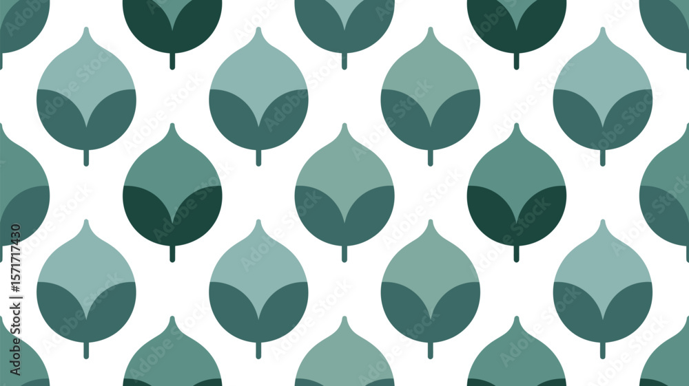 Aufkleber repeating pattern of stylized green leaves on a light background creating a design