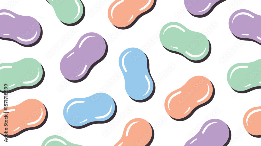Aufkleber a pattern of colorful peanut shaped objects on a white background surface view