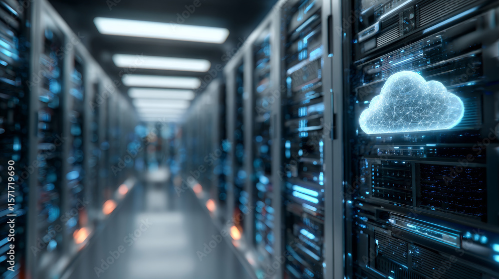 Poster solution big data technology cloud data storage, backup service on the internet network. concept of 