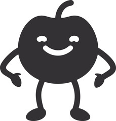 cute apple cartoon character silhouette with smiling face 