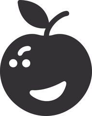 cute apple cartoon character silhouette with smiling face 