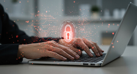 Concept of internet security, encryption, cyberspace, privacy, information technology, padlock