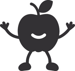 cute apple cartoon character silhouette with smiling face 