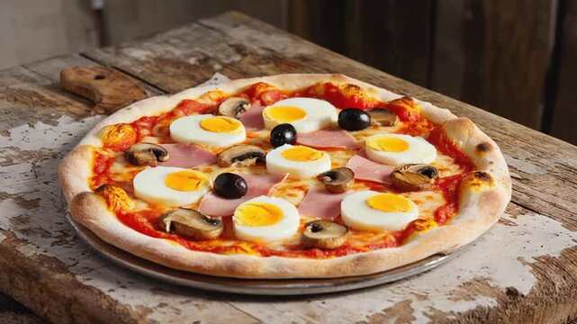 italian capricciosa pizza close up video