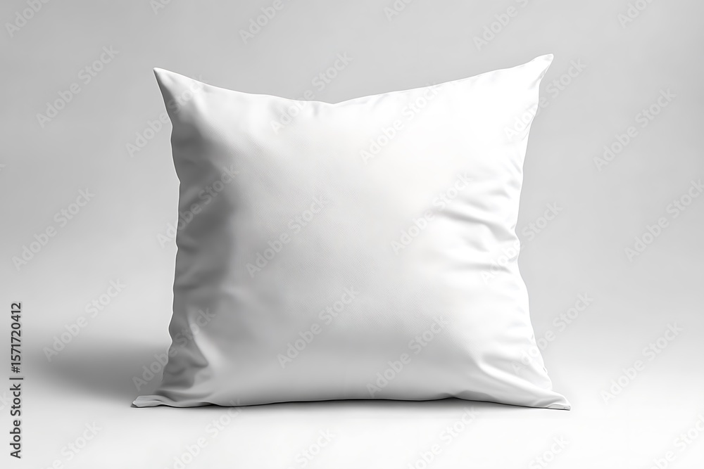 Poster simple square pillow with a white casing and shadow is isolated on plain backdrop
