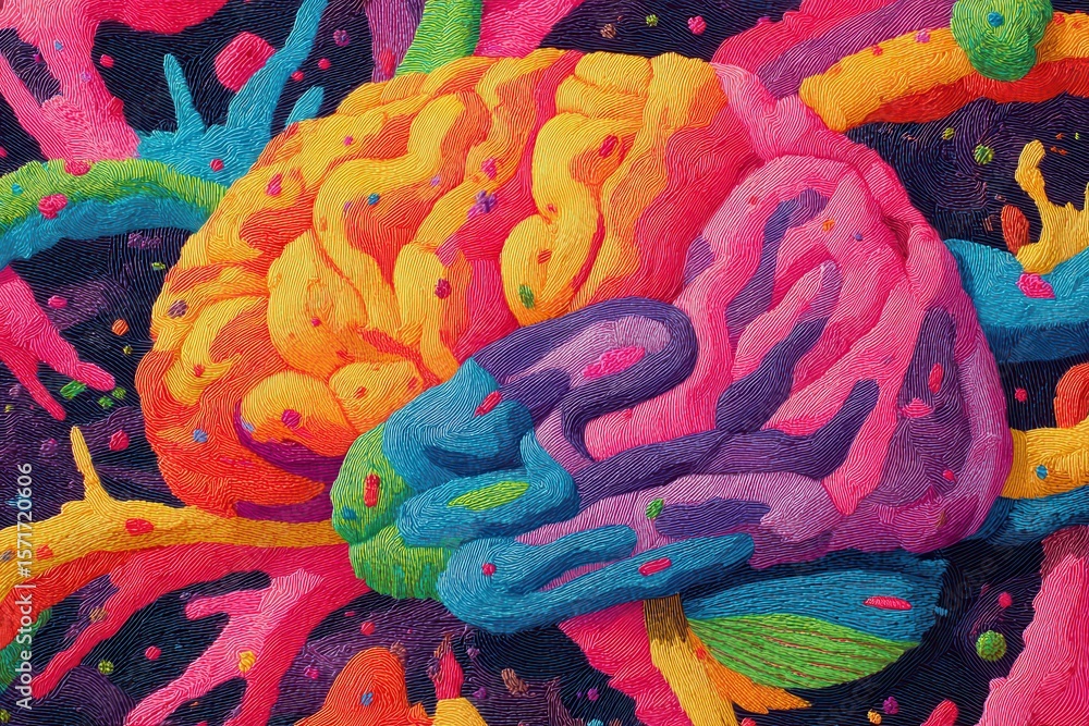 Poster vibrant brain connection illustrates the beauty of neurodiversity in an abstract design showcasing c