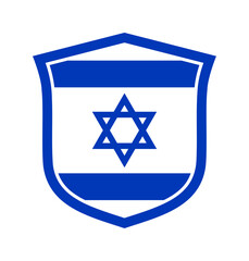 Flag of israel in shield shape