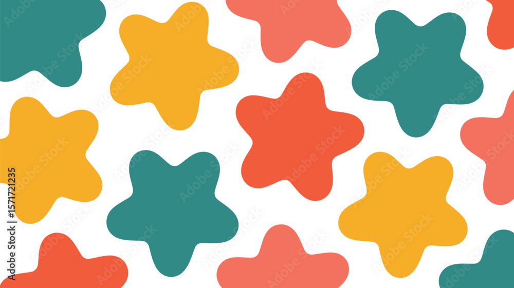 Poster a colorful pattern of rounded star shapes on a white background design art work
