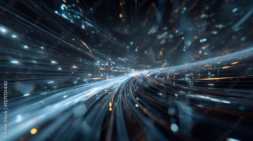 Poster quantum data flow, tech background. future technology digital abstract background concept. 3d render