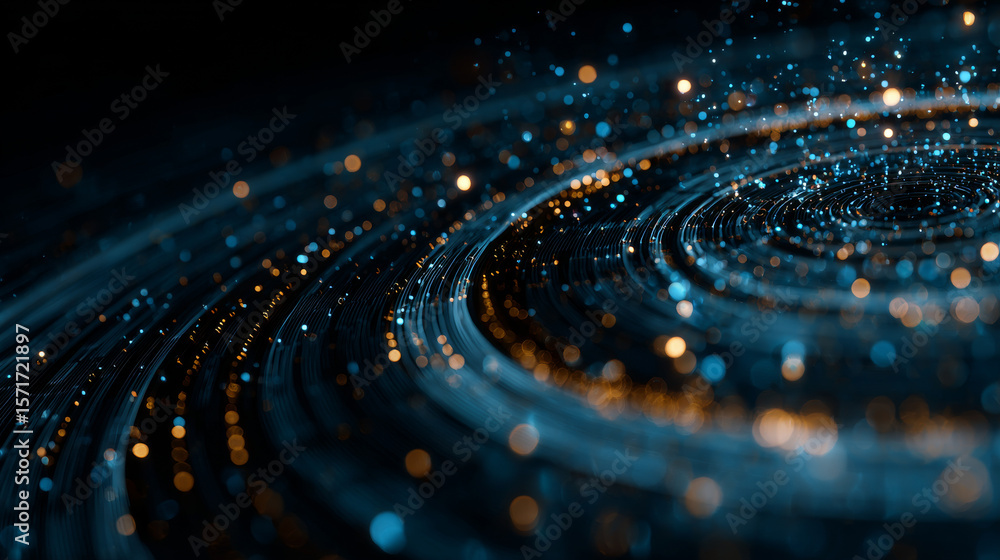 Poster abstract digital technology. circles data flow. futuristic circular sound wave. big data visualizati