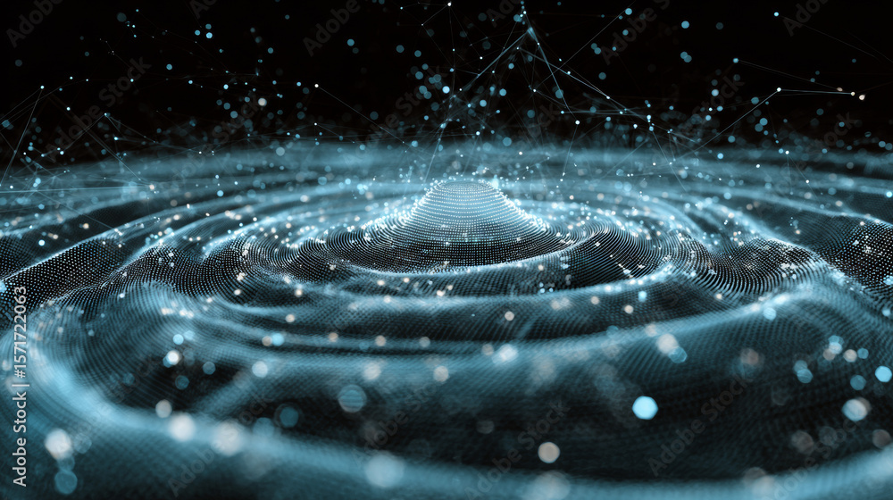 Poster abstract digital technology. circles data flow. futuristic circular sound wave. big data visualizati