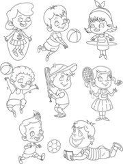 set of funny cartoon people