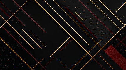 Contemporary technology cover design set. Luxury black background with white, red, gold line pattern (guilloche curves). Premium golden vector tech backdrop for business template, digital certificate