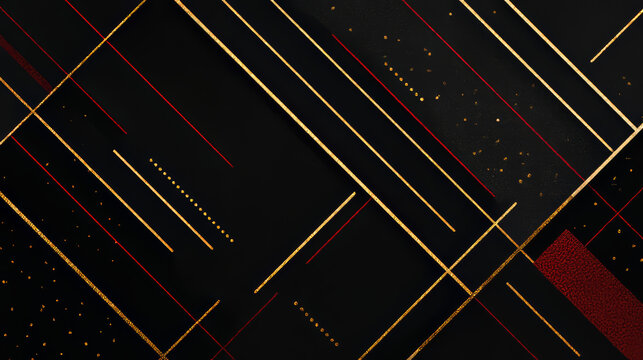 Contemporary technology cover design set. Luxury black background with white, red, gold line pattern (guilloche curves). Premium golden vector tech backdrop for business template, digital certificate