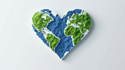 Earth represented in a heart shape symbolizing love for nature  