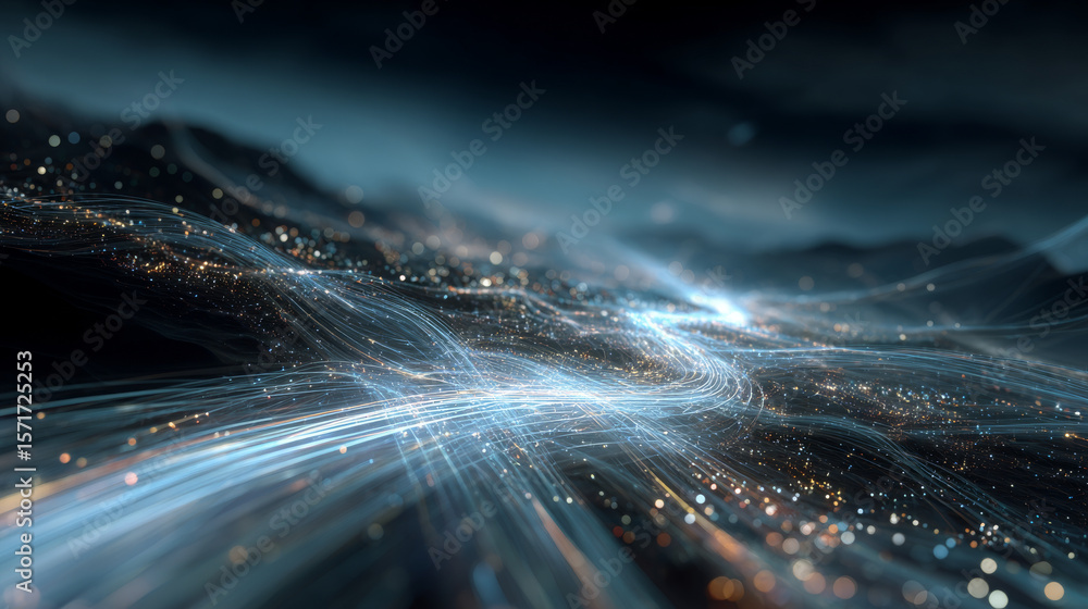 Poster big data technology lines. digital data flow vector background. 5g wireless data transmission. high 