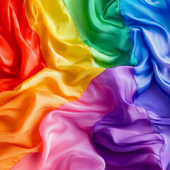 Vibrant rainbow fabric waves creating a joyful celebration of diversity and pride in bold colors. LGBT