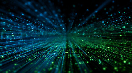 Fototapeta premium Digital technology speed connect blue green background, cyber nano information, abstract communication, innovation future tech data, internet network connection, Ai big data, line dot illustration 3d