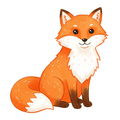 Obraz premium Adorable Orange Fox Illustration Cute Cartoon Fox Character Design, Perfect for Children's Books, Prints, and More