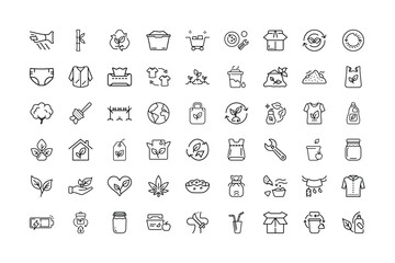 Collection of Eco Friendly and Sustainable Lifestyle Line Icons