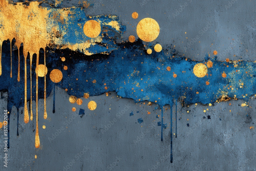 Poster black square frame surrounded by grunge effects, splashes, and stains creating an abstract and artis