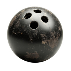 Worn black bowling ball with textured surface sport