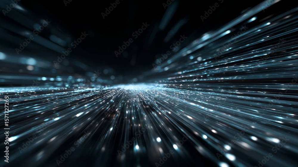Poster high speed light particles internet data background. concept of ai artificial intelligence technolog