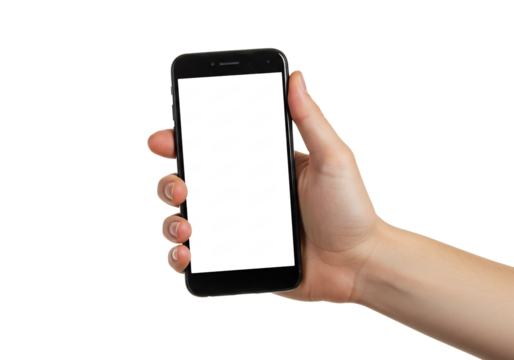 Hand Holding Smartphone with Blank Screen  Perfect for App Mockups, Mobile UI Design, and Technology Presentations