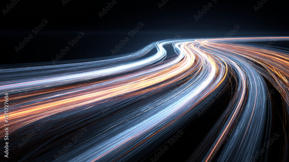Poster high speed light particles internet data background. digital road fast speed internet broadband data