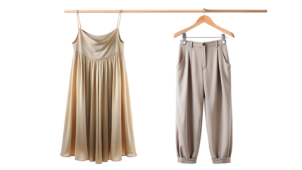 tops and baggy pants on white background