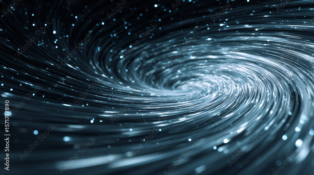 Poster high speed light particles internet data cloud technology background. spiral digital road fast speed