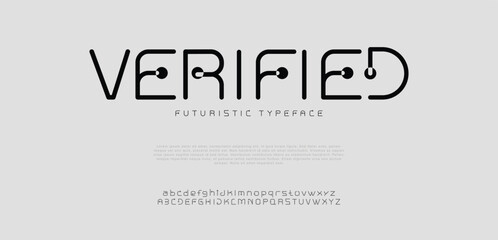 Verified logo alphabet fonts. Typography minimalist urban sans serif digital fashion future creative logos fonts. vector illustration
