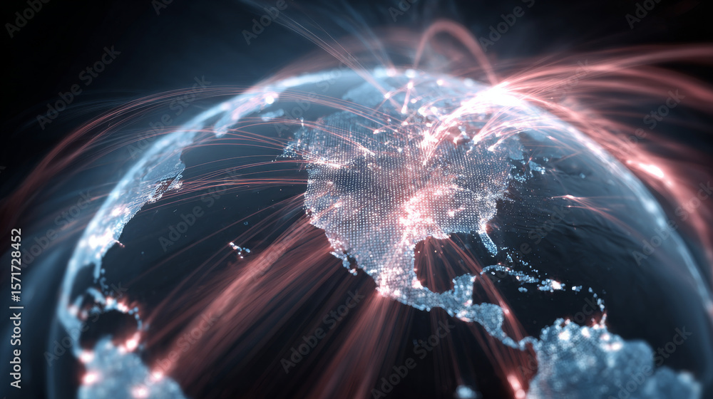 Poster global connection network background. world map. high-speed internet technology concept or fast wire