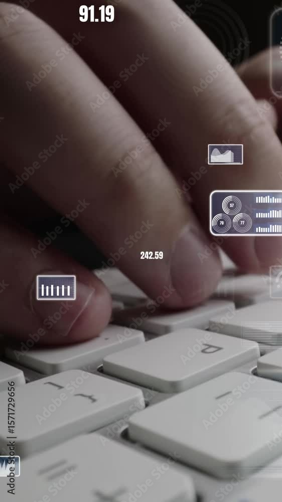 Aufkleber creative visual of business big data and finance analysis on computer showing concept of statistical