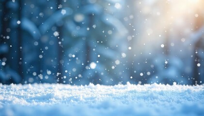 Large snowflakes gently fall on a tranquil winter landscape, blanketing the ground in a pristine layer of white Perfect for holiday or winter themes , december, holiday, winter
