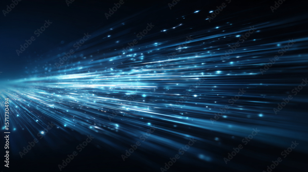 Aufkleber modern abstract high speed movement. dynamic motion light trails on dark blue background. futuristic