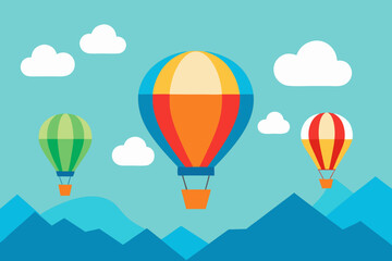 Hot Air Balloons Drift Vibrant Summer Sky