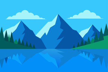 Breathtaking Mountain Lake Landscape Illustration