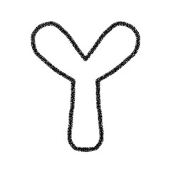 アルファベットY　 手書き文字　かわいい　素材　黒　イラスト　素材　アイコン　クレヨン風