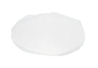 Blank white torn paper with a ripped edge, oval shape for text or design. Isolated on transparent background, png