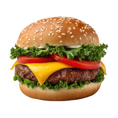 Delicious burger isolated on transparent background