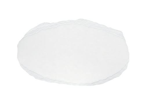 Blank white torn paper with a ripped edge, oval shape for text or design. Isolated on transparent background, png