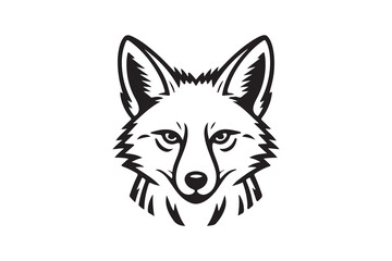 Naklejka premium Bold Black and White Fox Head Graphic Design.A bold, graphic black and white illustration of a fox head.