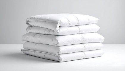 Stacked White Pillows Minimalist Clean Look on Light Background