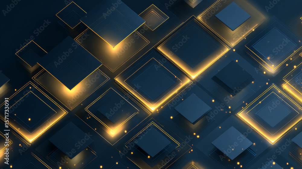 Poster abstract technology futuristic digital concept square pattern with lighting glowing particles square