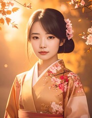 beautiful japanese woman in a traditional kimono