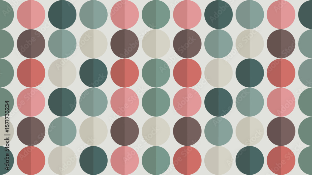 Poster pattern of circles in various colors arranged in rows and columns on a background