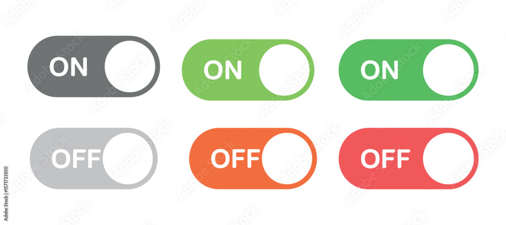 Poster set of colorful on and off toggle switches