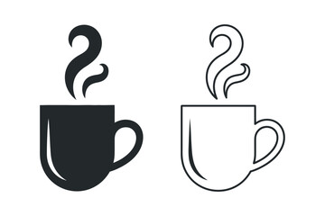 Two Stylized Coffee Cup Icons with Steam