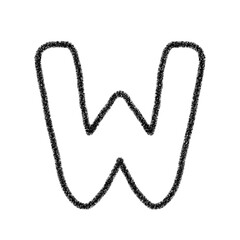 アルファベットW　 手書き文字　かわいい　素材　黒　イラスト　素材　アイコン　クレヨン風
